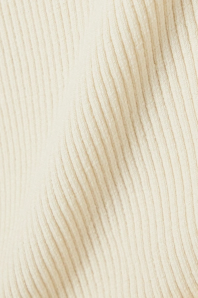 Shop Theory Asymmetric Ribbed Wool-blend Sweater In Ecru