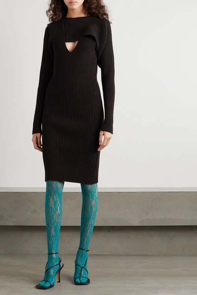 Shop Dries Van Noten Floral Stretch-lace Tights In Turquoise
