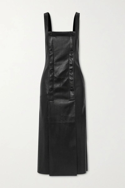 Shop Nanushka Allie Button-detailed Vegan Stretch-leather Dress In Black