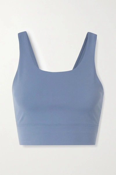 Shop Nike Yoga Luxe Cropped Dri-fit Tank In Blue
