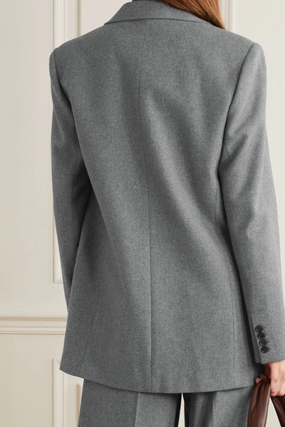 Shop Joseph Jorgan Oversized Double-breasted Wool And Silk-blend Flannel Blazer In Gray