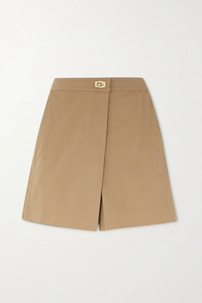 Shop Givenchy Wrap-effect Cotton-twill Shorts In Beige