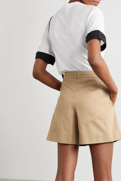 Shop Givenchy Wrap-effect Cotton-twill Shorts In Beige