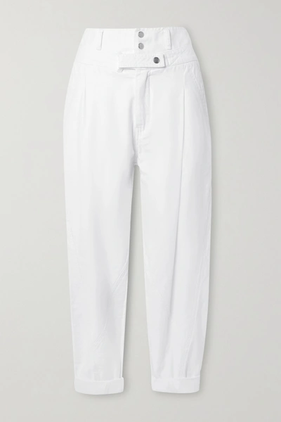 Shop Frame Twisted Pleated Cotton Tapered Pants In White