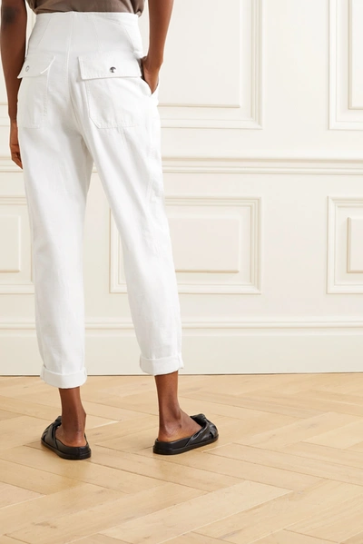 Shop Frame Twisted Pleated Cotton Tapered Pants In White