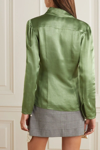 Shop Alexa Chung Hammered-satin Shirt In Green