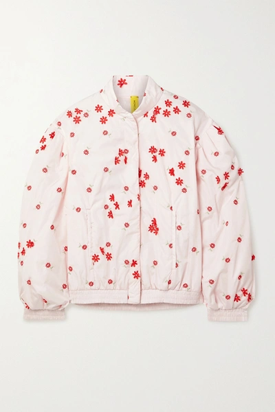 Shop Moncler Genius + 4 Simone Rocha Persea Appliquéd Embroidered Shell Down Bomber Jacket In Pastel Pink