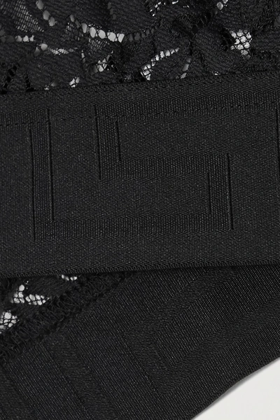 Shop Versace Jacquard-trimmed Stretch-lace Soft-cup Triangle Bra In Black