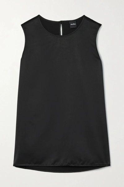 Shop Max Mara Leisure Washed-satin Tank In Black