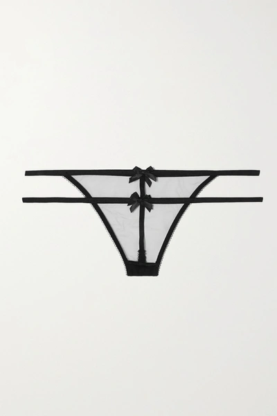 Shop Agent Provocateur Ulrika Bow-detailed Tulle Thong In Black