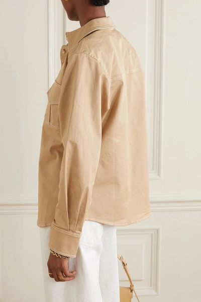 Shop Anna Quan Stefano Stretch-cotton Twill Shirt In Sand