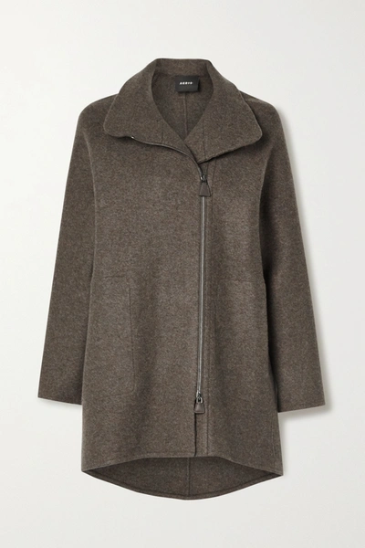 Shop Akris Mélange Cashmere Coat In Anthracite