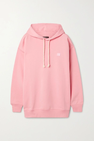 Shop Acne Studios Appliquéd Cotton-jersey Hoodie In Blush