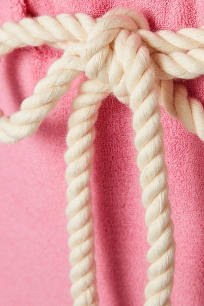 Shop Lisa Marie Fernandez Yasmin Belted Wrap-effect Cotton-blend Terry Swimsuit In Baby Pink