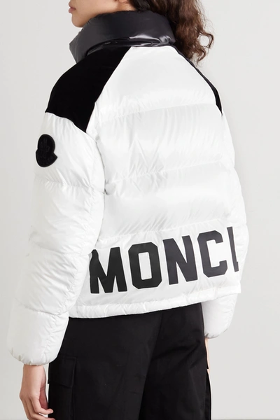 Moncler Chouelle Velvet-trimmed Printed Quilted Glossed-shell Down Jacket  In Ivory | ModeSens