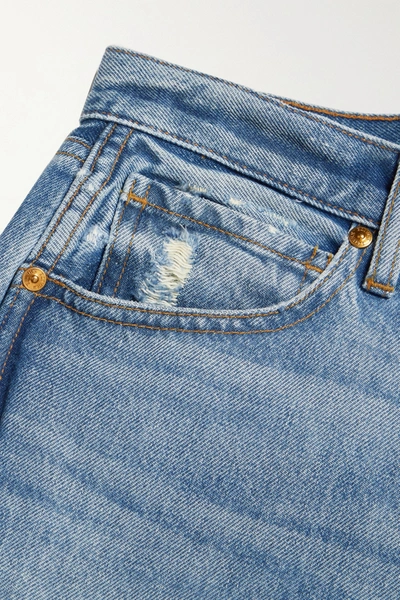Shop Khaite Kyle Distressed Low-rise Straight-leg Jeans In Light Denim