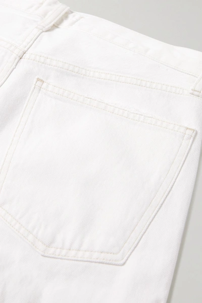 Shop Agolde Parker Distressed High-rise Straight-leg Jeans In White