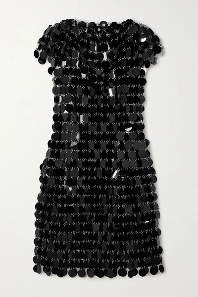 Shop Paco Rabanne Paillette-embellished Chainmail Mini Dress In Black