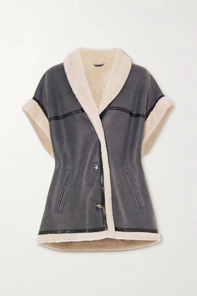 Shop Isabel Marant Étoile Adelia Shearling-trimmed Leather Jacket In Gray
