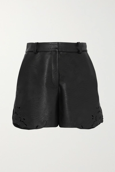 Shop Stella Mccartney Laser-cut Faux Leather Shorts In Black