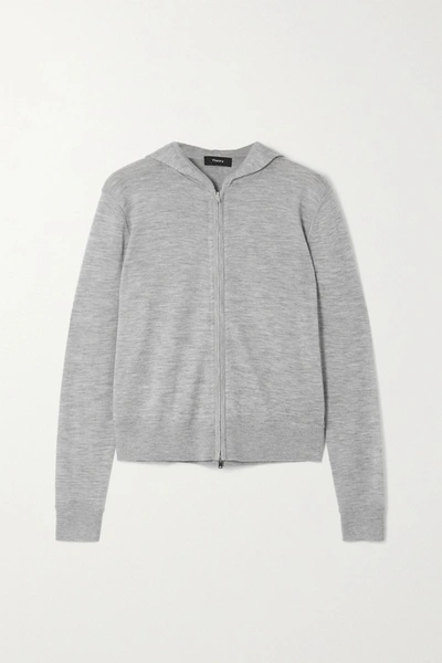Shop Theory Cashair Cashmere Hoodie In Light Gray