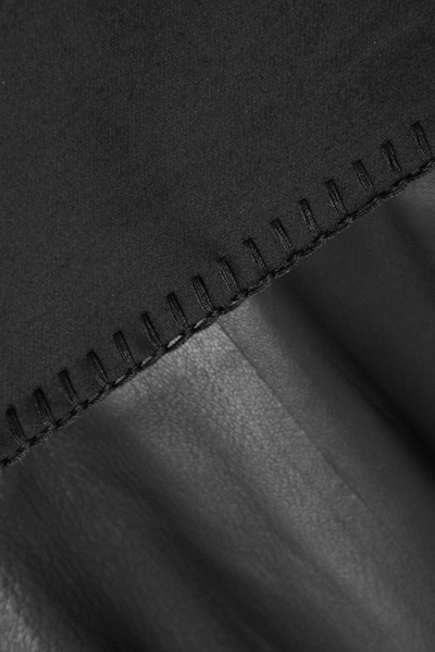 Shop Gabriela Hearst Monod Cutout Wool-blend And Leather Midi Dress In Black
