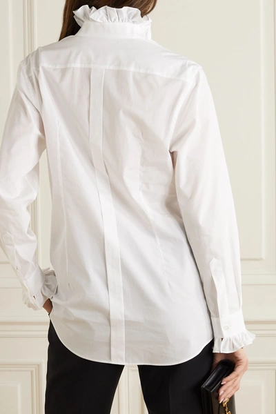 Shop Dolce & Gabbana Ruffled Cotton-poplin Shirt In White