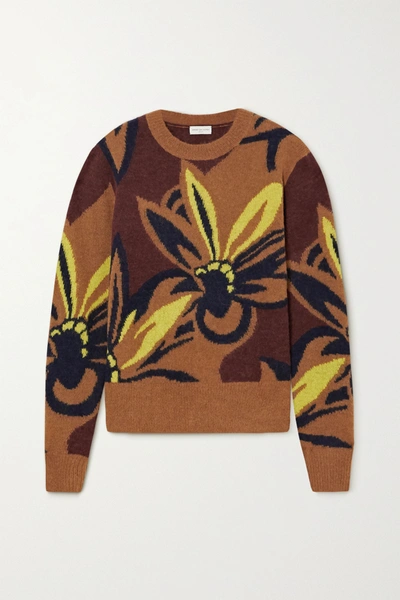 Shop Dries Van Noten Intarsia Alpaca-blend Sweater In Brown