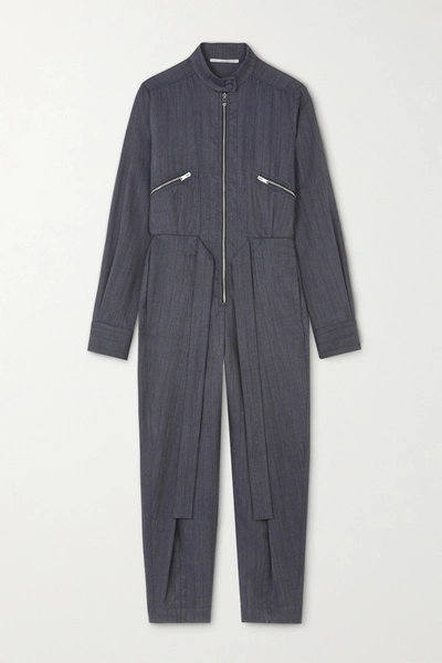 Shop Stella Mccartney Brielle Belted Wool-blend Jumpsuit In Anthracite