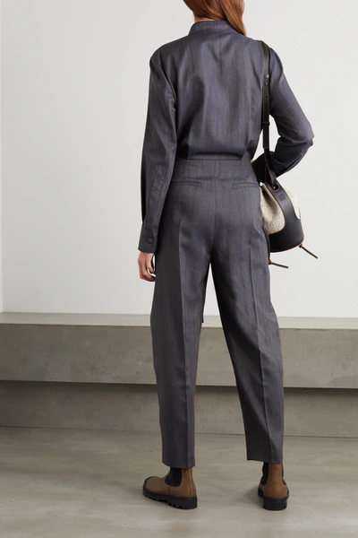 Shop Stella Mccartney Brielle Belted Wool-blend Jumpsuit In Anthracite