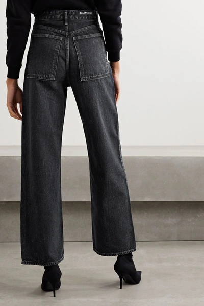 Shop Balenciaga High-rise Wide-leg Jeans In Black
