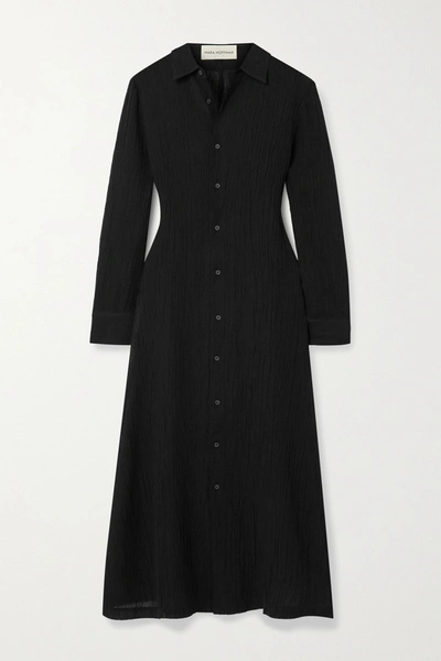 Shop Mara Hoffman + Net Sustain Cinzia Crinkled Organic Linen And Cotton-blend Gauze Maxi Dress In Black