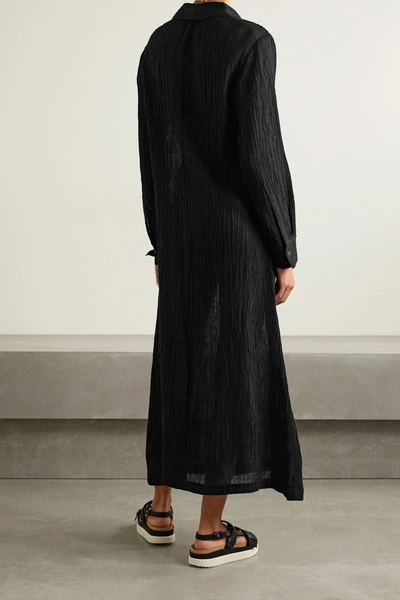 Shop Mara Hoffman + Net Sustain Cinzia Crinkled Organic Linen And Cotton-blend Gauze Maxi Dress In Black