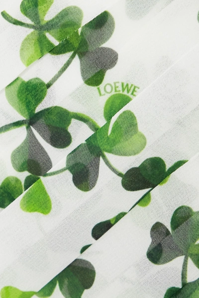 Shop Loewe Asymmetric Pleated Printed Chiffon Midi Skirt In White