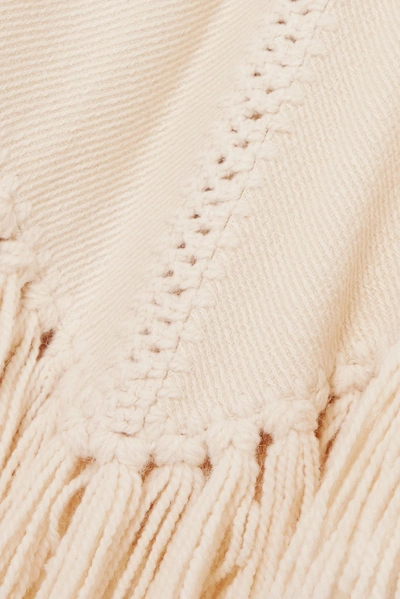 Shop Zimmermann Ladybeetle Fringed Knitted Turtleneck Poncho In White