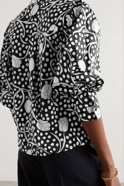 Shop Diane Von Furstenberg Britton Printed Cotton-poplin Blouse In Midnight Blue