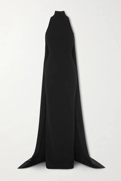 Shop Alex Perry Langley Draped Crepe Gown In Black