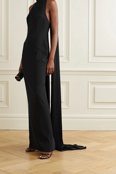 Shop Alex Perry Langley Draped Crepe Gown In Black