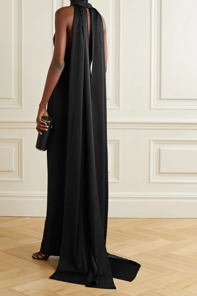 Shop Alex Perry Langley Draped Crepe Gown In Black