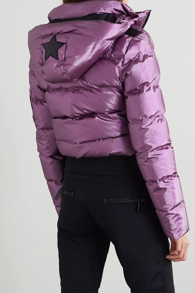Shop Goldbergh Aura Hooded Quilted Metallic Down Ski Jacket In Purple