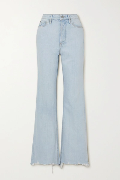 Shop Grlfrnd Carla Distressed High-rise Straight-leg Jeans In Light Denim