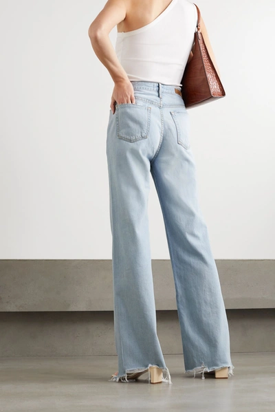 Shop Grlfrnd Carla Distressed High-rise Straight-leg Jeans In Light Denim