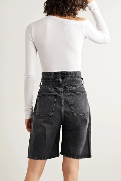 Shop Agolde Reworked 90's Belted Denim Shorts In Black