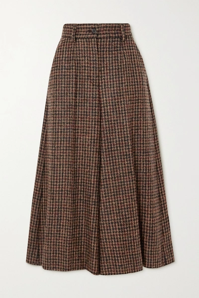 Shop Dolce & Gabbana Houndstooth Tweed Culottes In Brown