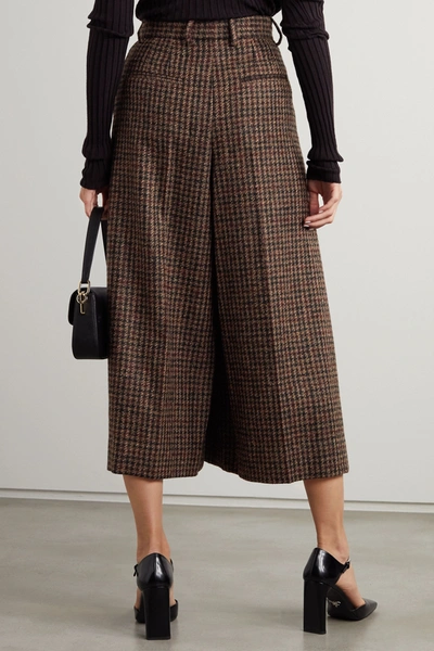 Shop Dolce & Gabbana Houndstooth Tweed Culottes In Brown