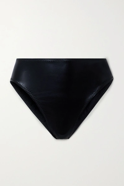 Shop Norma Kamali Metallic Bikini Briefs In Black