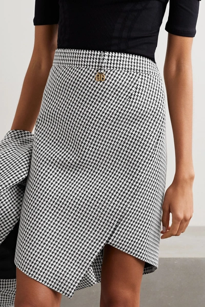 Shop Balenciaga Asymmetric Houndstooth Wool-blend Skirt In Black
