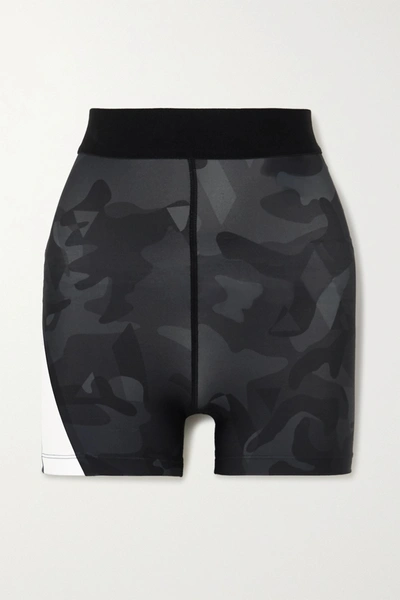 Shop Aarmy Juliet Camouflage-print Stretch Shorts In Black