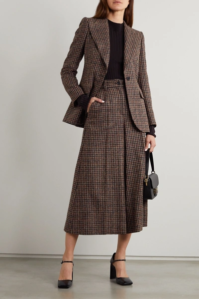 Shop Dolce & Gabbana Houndstooth Tweed Blazer In Brown