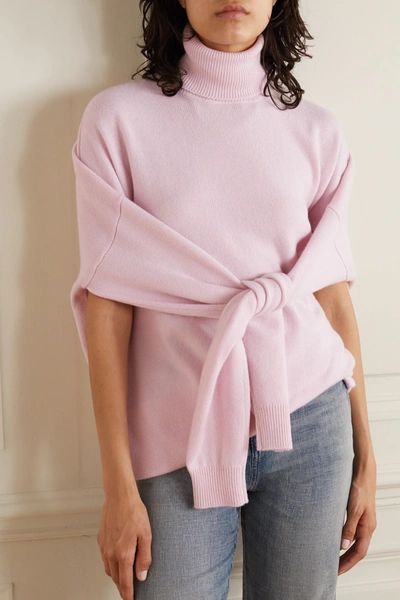 Shop Givenchy Convertible Cashmere Turtleneck Sweater In Pink
